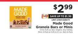 ShopRite Made Good Granola Bars or Minis offer