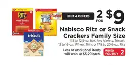 ShopRite Nabisco Ritz or Snack Crackers Family Size offer