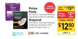 ShopRite Poise Pads / Depend offer