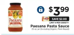 ShopRite Paesana Pasta Sauce offer