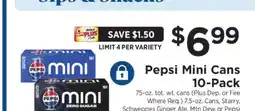 ShopRite Pepsi Mini Cans 10-Pack offer