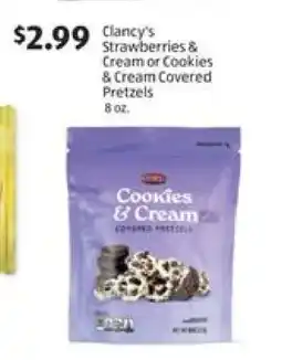 Aldi Clancy's Strawberries & Cream or Cookies & Cream Covered Pretzels offer