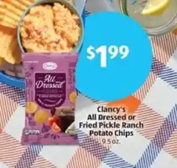 Aldi Clancy's All Dressed or Fried Pickle Ranch Potato Chips offer