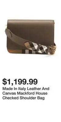 TJ Maxx Made In Italy Leather And Canvas Mackford House Checked Shoulder Bag offer