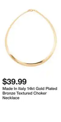 TJ Maxx Made In Italy 14kt Gold Plated Bronze Textured Choker Necklace offer