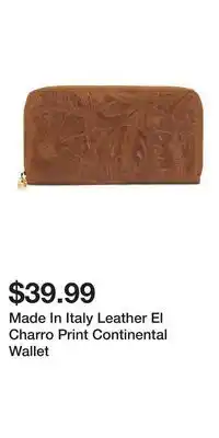 TJ Maxx Made In Italy Leather El Charro Print Continental Wallet offer
