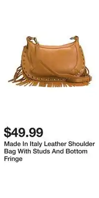 TJ Maxx Made In Italy Leather Shoulder Bag With Studs And Bottom Fringe offer