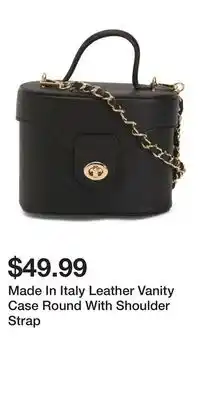 TJ Maxx Made In Italy Leather Vanity Case Round With Shoulder Strap offer