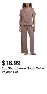 TJ Maxx 2pc Short Sleeve Notch Collar Pajama Set offer