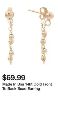 TJ Maxx Made In Usa 14kt Gold Front To Back Bead Earring offer