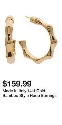 TJ Maxx Made In Italy 14kt Gold Bamboo Style Hoop Earrings offer