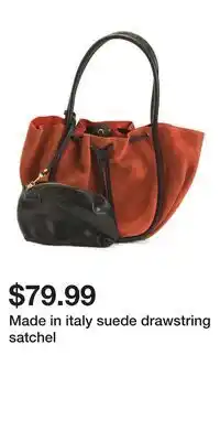 TJ Maxx Made in italy suede drawstring satchel offer