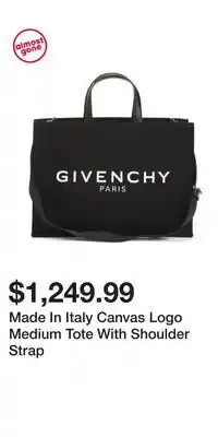 TJ Maxx Made In Italy Canvas Logo Medium Tote With Shoulder Strap offer