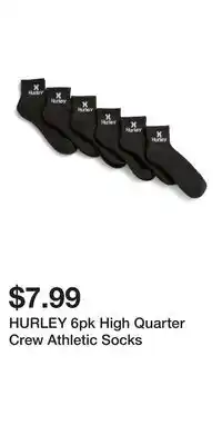 TJ Maxx HURLEY 6pk High Quarter Crew Athletic Socks offer