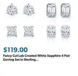 Sam's Club Fancy Cut Lab Created White Sapphire 4 Pair Earring Set in Sterling Silver offer