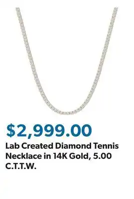 Sam's Club Lab Created Diamond Tennis Necklace in 14K Gold, 5.00 C.T.T.W offer