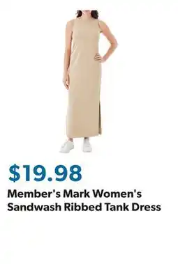 Sam's Club Member's Mark Women's Sandwash Ribbed Tank Dress offer