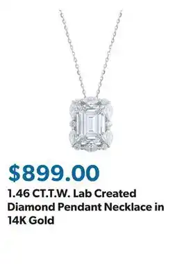 Sam's Club 1.46 CT.T.W. Lab Created Diamond Pendant Necklace in 14K Gold offer
