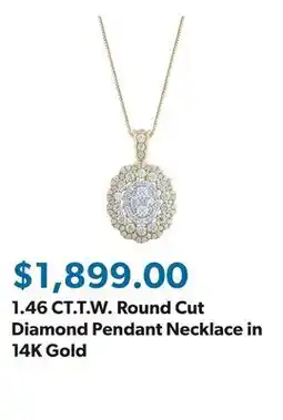 Sam's Club 1.46 CT.T.W. Round Cut Diamond Pendant Necklace in 14K Gold offer