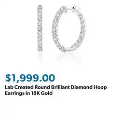 Sam's Club Lab Created Round Brilliant Diamond Hoop Earrings in 18K Gold offer