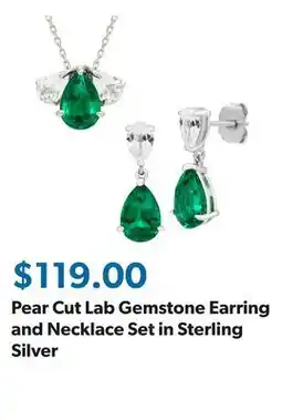 Sam's Club Pear Cut Lab Gemstone Earring and Necklace Set in Sterling Silver offer