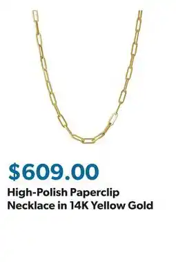 Sam's Club High-Polish Paperclip Necklace in 14K Yellow Gold offer