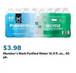 Sam's Club Member's Mark Purified Water 16.9 fl. oz., 40 pk offer