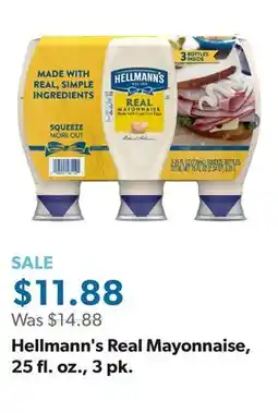 Sam's Club Hellmann's Real Mayonnaise, 25 fl. oz., 3 pk offer