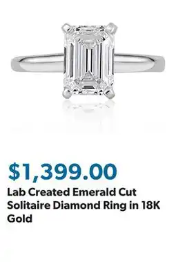 Sam's Club Lab Created Emerald Cut Solitaire Diamond Ring in 18K Gold offer