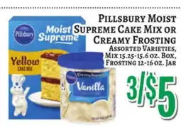 Trade Fair Supermarket PILLSBURY MOIST SUPREME CAKE MIX OR CREAMY FROSTING offer