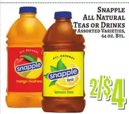 Trade Fair Supermarket SNAPPLE ALL NATURAL TEAS OR DRINKS offer