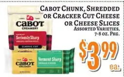 Trade Fair Supermarket Cabot Chunk, Shredded or Cracker Cut Cheese or Cheese Slices offer