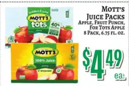 Trade Fair Supermarket Mott's JUICE PACKS offer