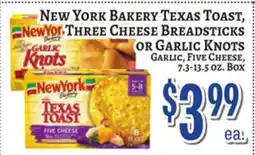 Trade Fair Supermarket New York Bakery Texas Toast, Three Cheese Breadsticks or Garlic Knots offer