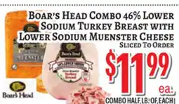 Trade Fair Supermarket Boar's Head Combo 46% LOWER SODIUM TURKEY BREAST WITH LOWER SODIUM MUENSTER CHEESE offer
