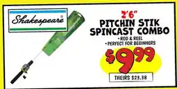 Ollie's 2' 6 Shakespeare PITCHIN STIK SPINCAST COMBO-ROD & REEL offer