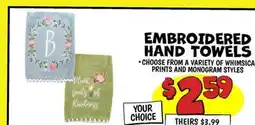 Ollie's EMBROIDERED HAND TOWELS offer