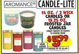 Ollie's CANDLE-LITE 14 oz./3 WICK CANDLES OR 19.25 OZ. FROSTED JAR CANDLES offer