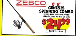 Ollie's ZEBCO 6' 6 GENESIS SPINNING COMBO offer