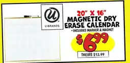 Ollie's 20 x 16 MAGNETIC DRY U BRANDS ERASE CALENDAR offer