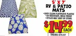 Ollie's 5' X 7' RV & PATIO MATS offer