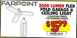 Ollie's FARPOINT 3500 LUMEN FLEX FOLD GARAGE & CEILING LIGHT offer