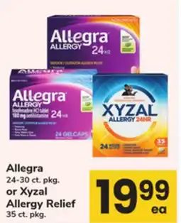 ACME Allegra 24-30 ct. pkg. or Xyzal Allergy Relief 35 ct. pkg offer