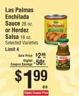 Smart & Final Las Palmas Enchilada Sauce 28 oz. or Herdez Salsa 16 oz offer