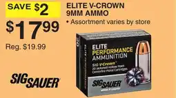 Dunham's Sports SIG SAUER ELITE V-CROWN 9MM AMMO offer