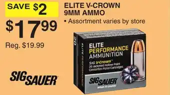 Dunham's Sports SIG SAUER ELITE V-CROWN 9MM AMMO offer