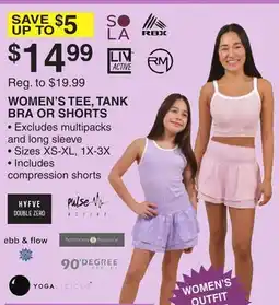 Dunham's Sports WOMEN'S TEE, TANK BRA OR SHORTS offer