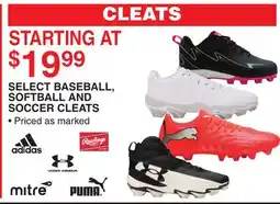 Dunham's Sports SELECT BASEBALL, SOFTBALL AND SOCCER CLEATS offer