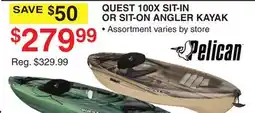 Dunham's Sports PELICAN QUEST 100X SIT-IN OR SIT-ON ANGLER KAYAK offer