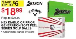 Dunham's Sports HEX DIABLO OR PRIOR GENERATION SOFT FEEL SERIES GOLF BALLS offer
